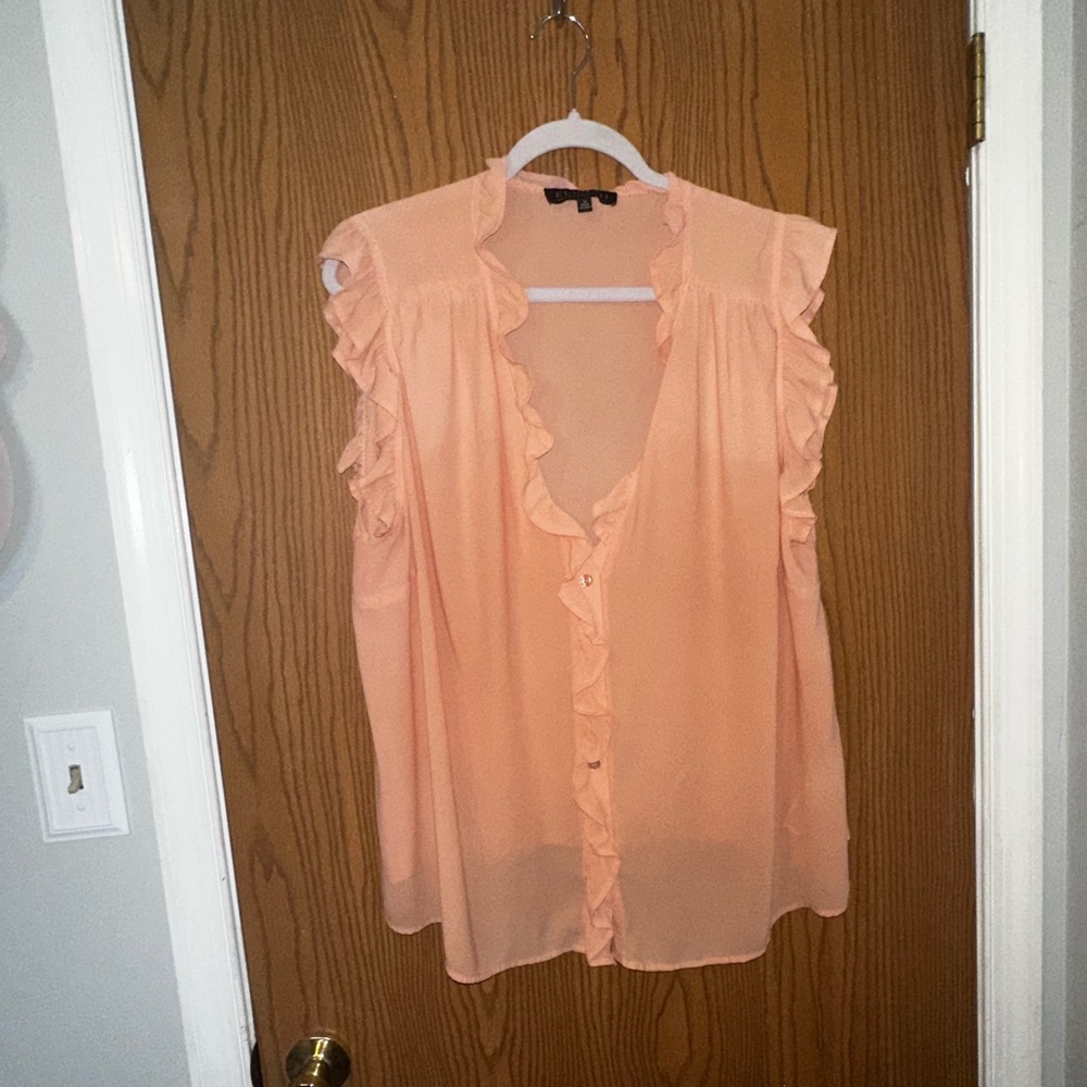 Eloquii Black and pink Ruffle Sleeve Blouse